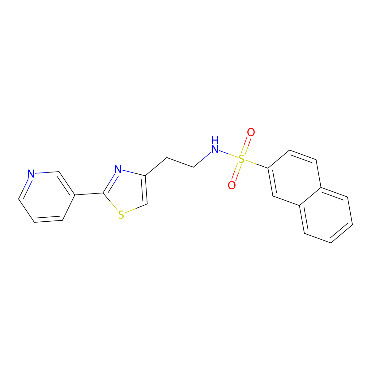 N-(2-(2-(pyridin-3-yl)thiazol-4-yl)ethyl)naphthalene-2-sulfonamide molecular structure, CAS 863511-98-2