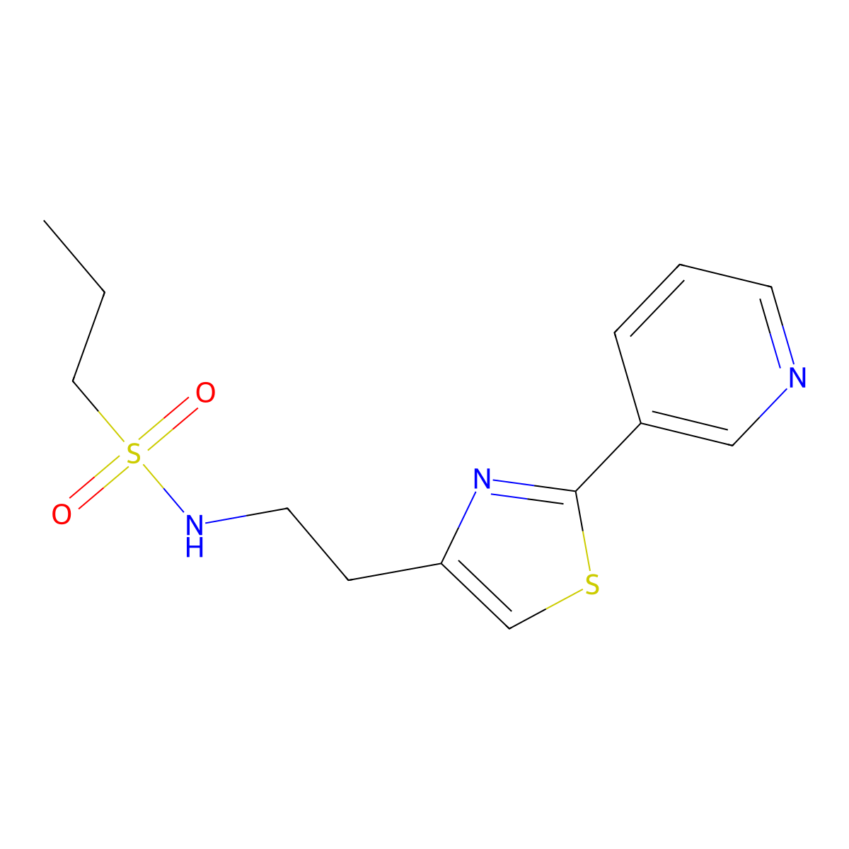 N-(2-(2-(pyridin-3-yl)thiazol-4-yl)ethyl)propane-1-sulfonamide molecular structure, CAS 863511-99-3