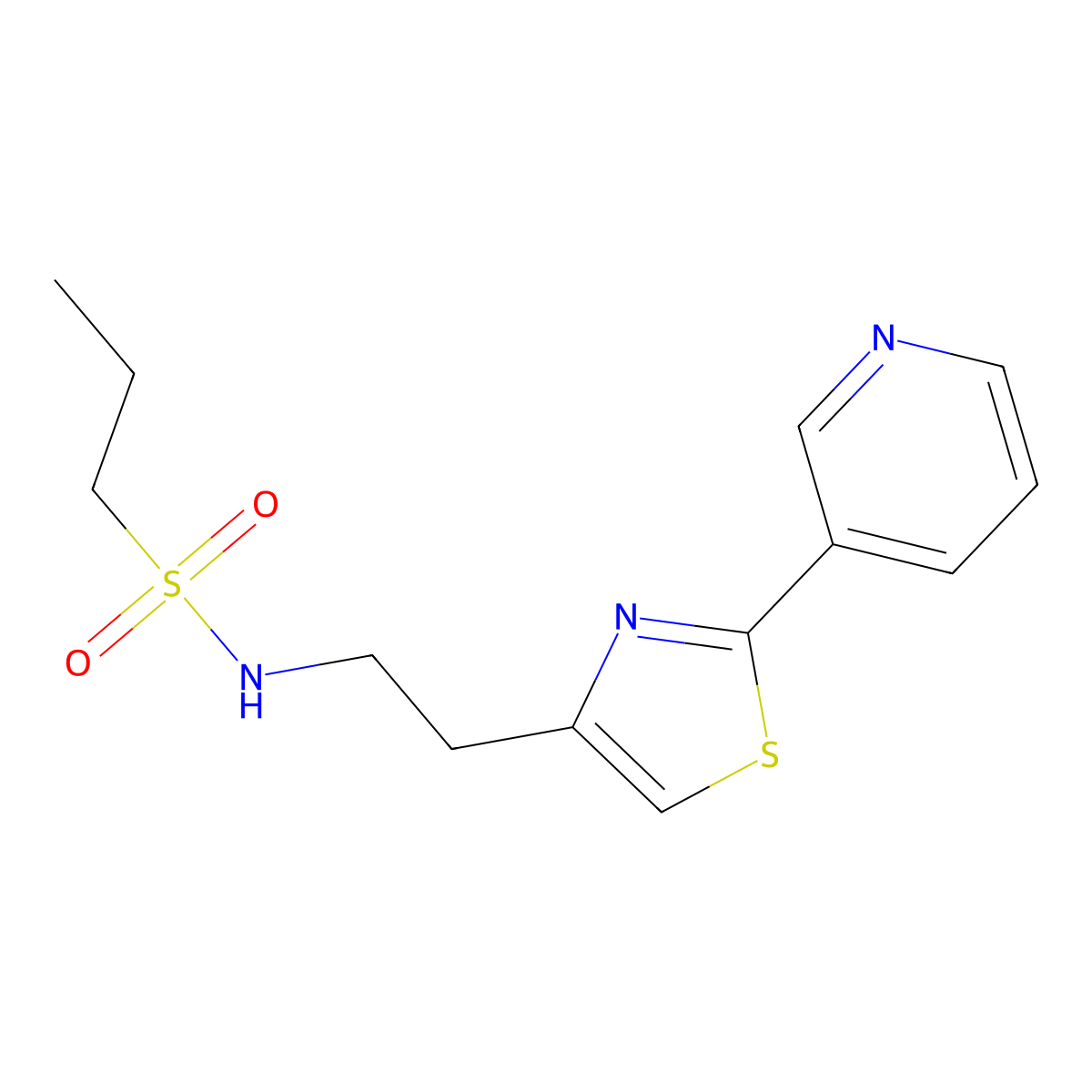 N-(2-(2-(pyridin-3-yl)thiazol-4-yl)ethyl)propane-1-sulfonamide molecular structure, CAS 863511-99-3