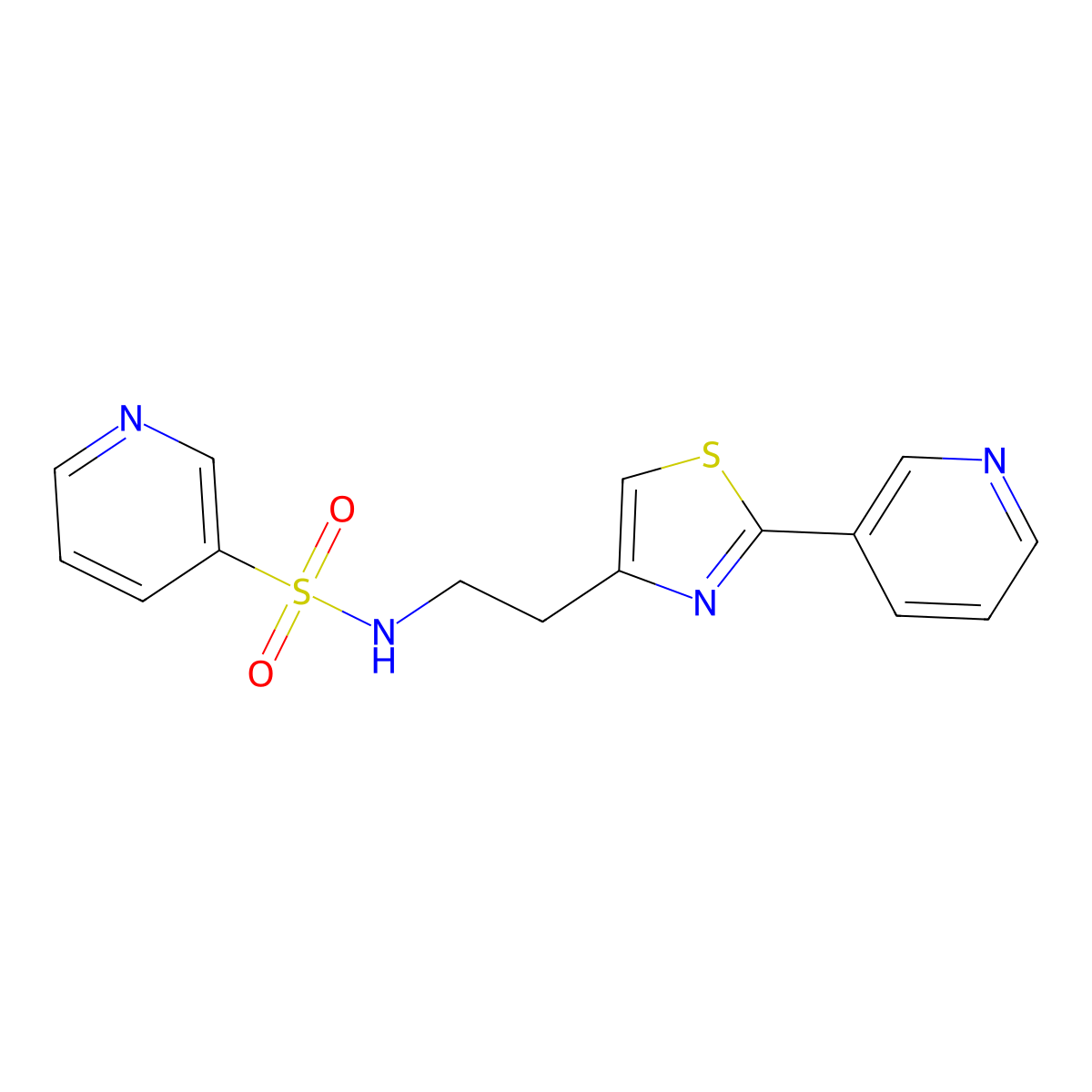 N-(2-(2-(pyridin-3-yl)thiazol-4-yl)ethyl)pyridine-3-sulfonamide molecular structure, CAS 863512-00-9