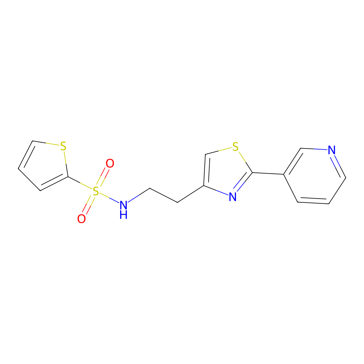 N-{2-[2-(pyridin-3-yl)-1,3-thiazol-4-yl]ethyl}thiophene-2-sulfonamide molecular structure, CAS 863512-01-0
