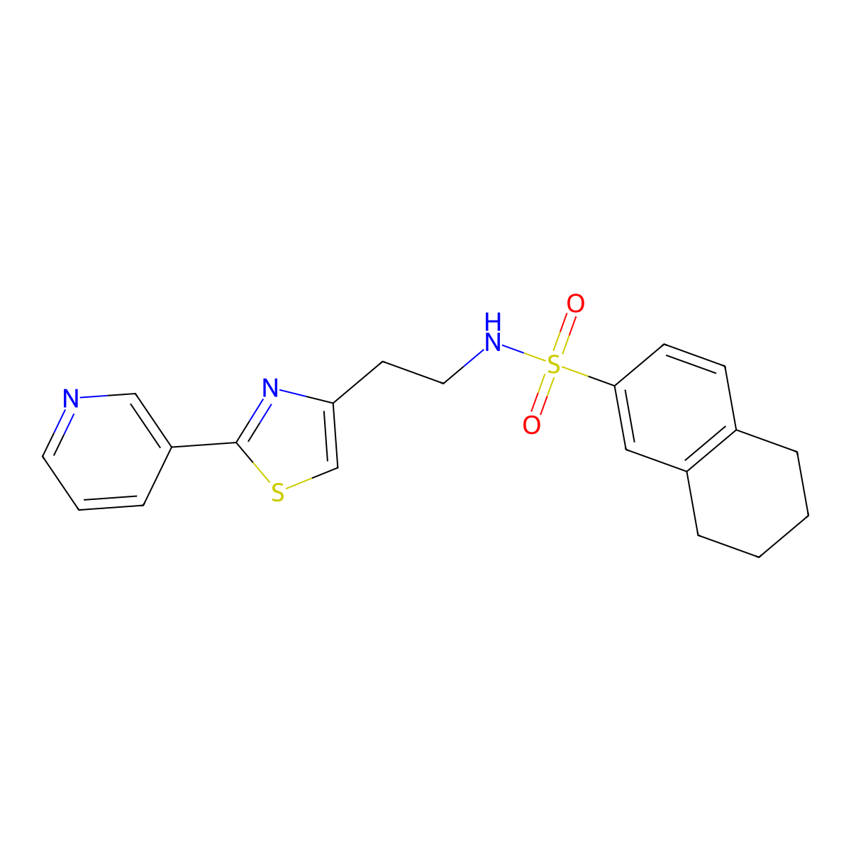 N-{2-[2-(pyridin-3-yl)-1,3-thiazol-4-yl]ethyl}-5,6,7,8-tetrahydronaphthalene-2-sulfonamide molecular structure, CAS 863512-07-6