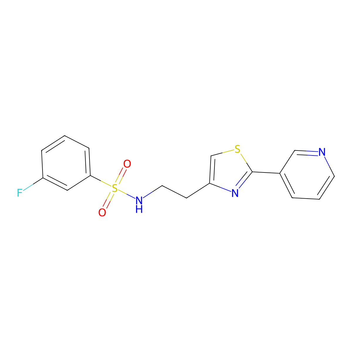 3-fluoro-N-(2-(2-(pyridin-3-yl)thiazol-4-yl)ethyl)benzenesulfonamide molecular structure, CAS 863512-10-1
