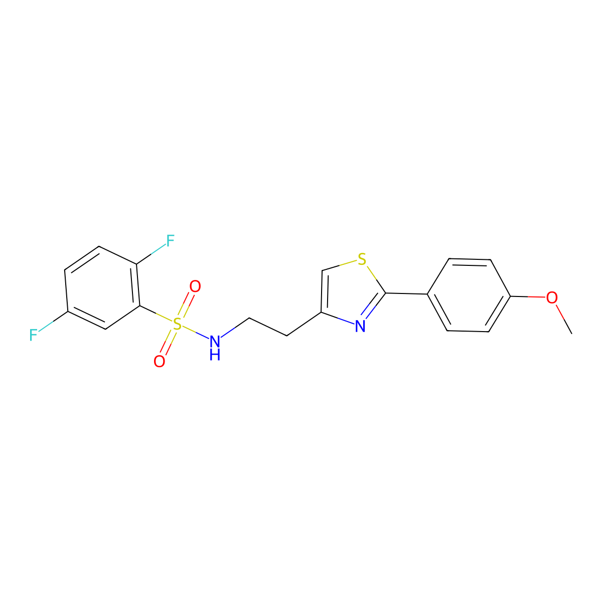 2,5-difluoro-N-(2-(2-(4-methoxyphenyl)thiazol-4-yl)ethyl)benzenesulfonamide molecular structure, CAS 863512-12-3