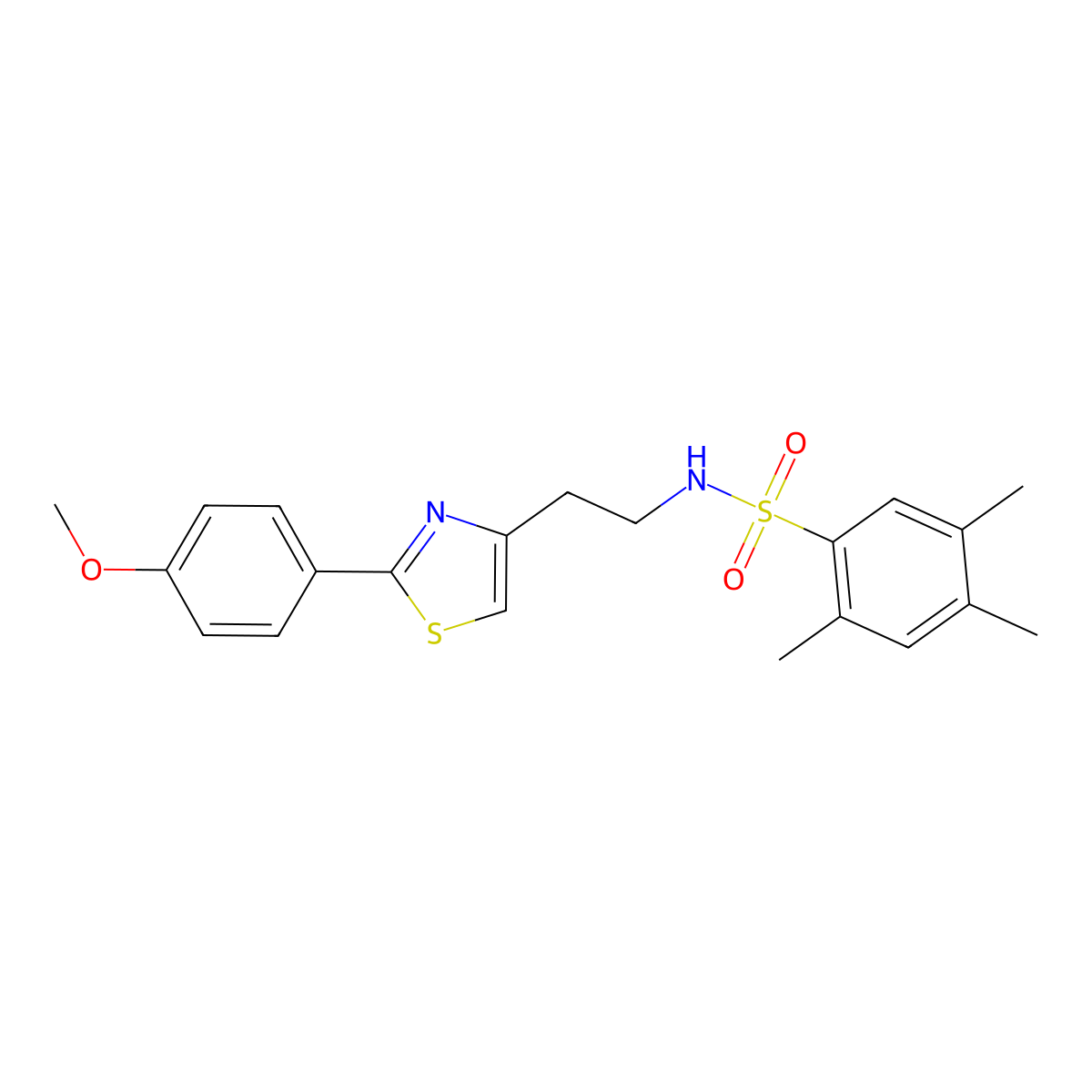 N-(2-(2-(4-methoxyphenyl)thiazol-4-yl)ethyl)-2,4,5-trimethylbenzenesulfonamide molecular structure, CAS 863512-13-4