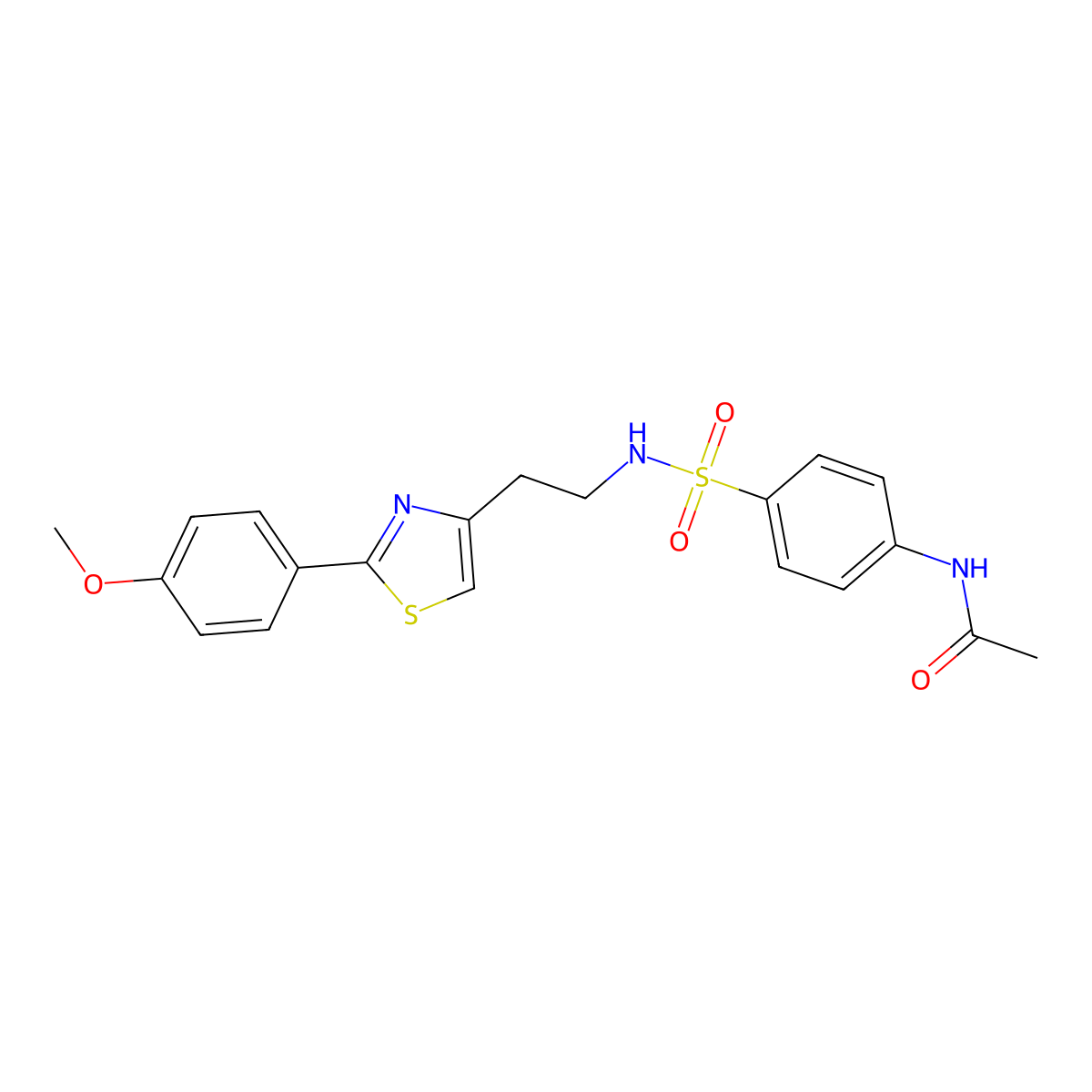 N-(4-(N-(2-(2-(4-methoxyphenyl)thiazol-4-yl)ethyl)sulfamoyl)phenyl)acetamide molecular structure, CAS 863512-15-6