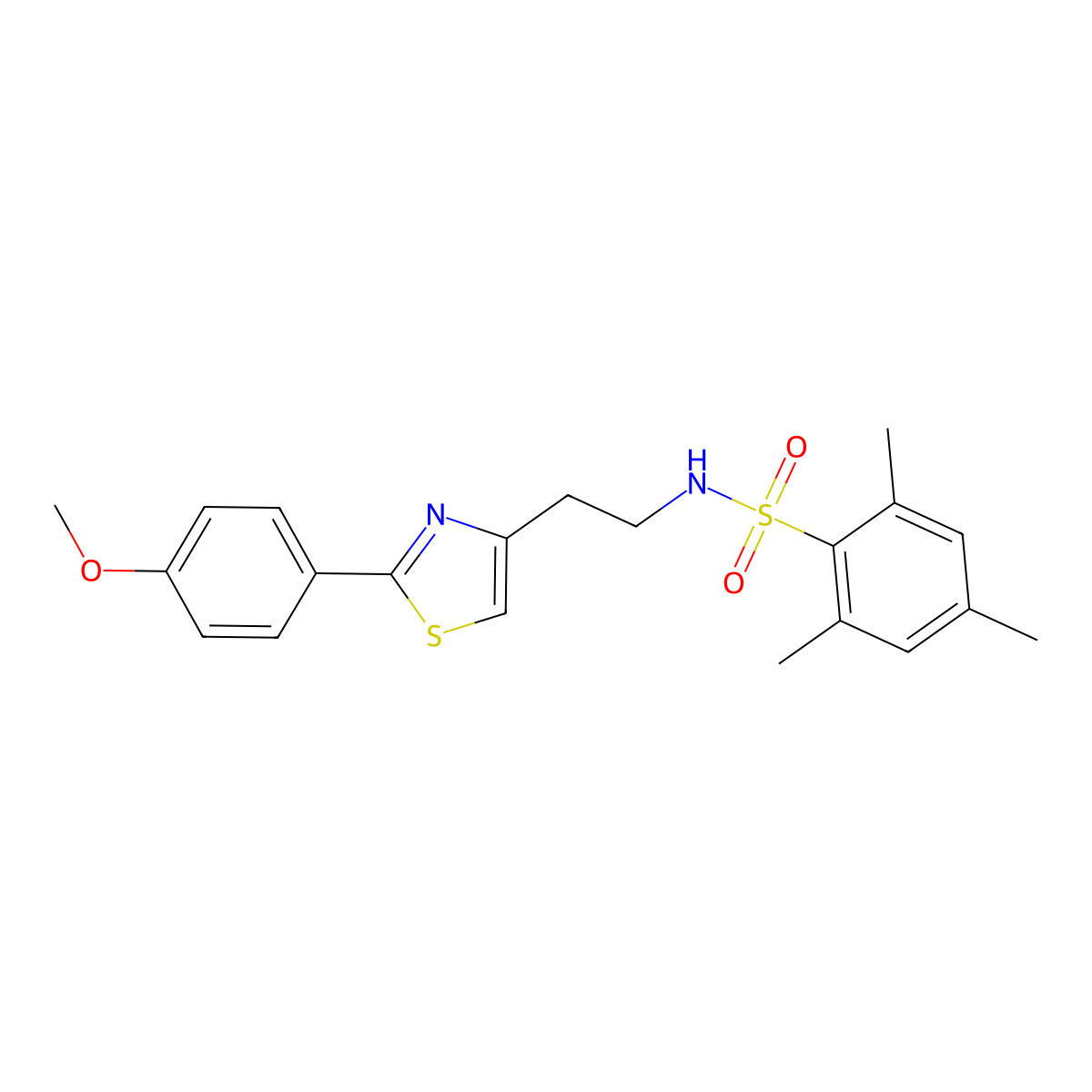 N-(2-(2-(4-methoxyphenyl)thiazol-4-yl)ethyl)-2,4,6-trimethylbenzenesulfonamide molecular structure, CAS 863512-18-9