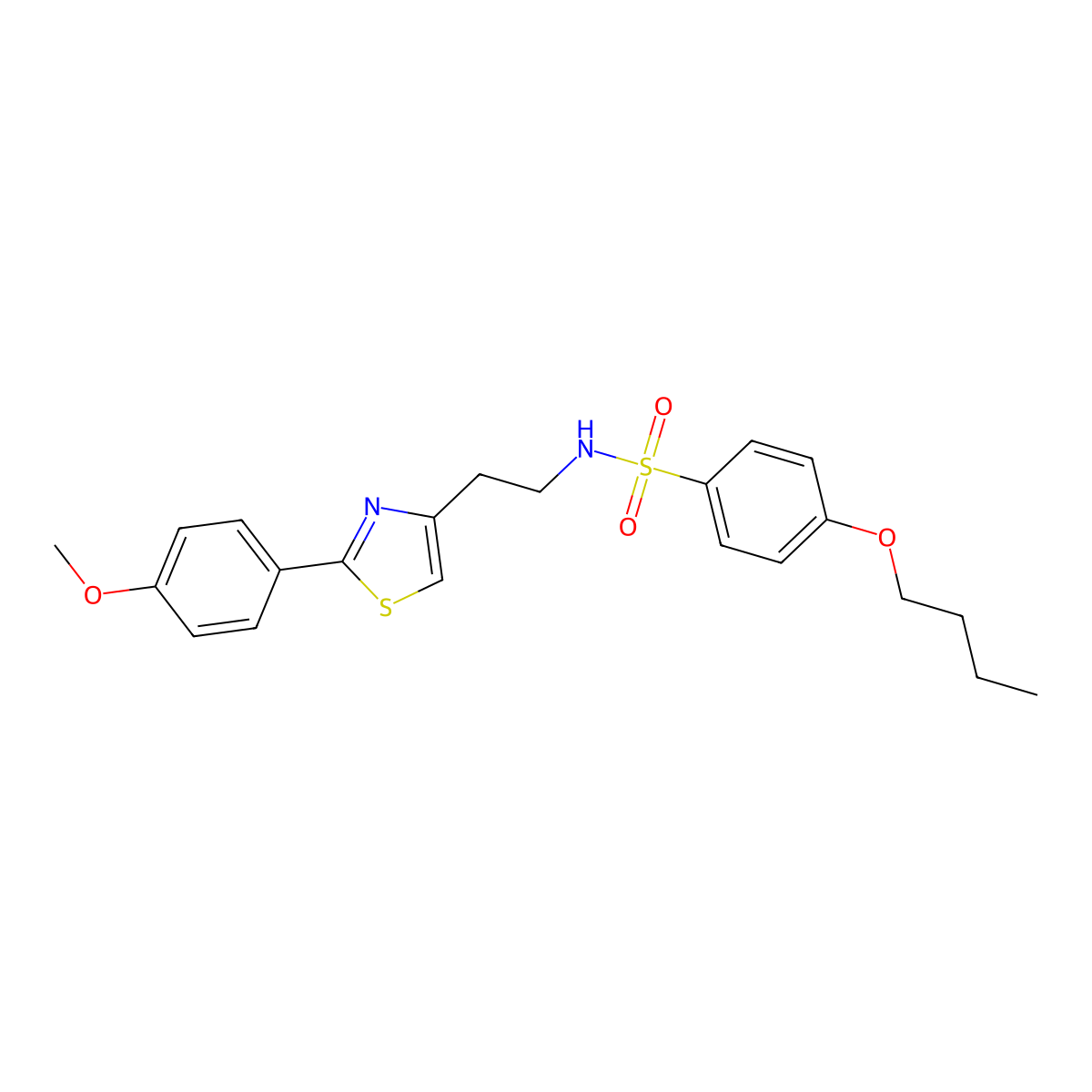 4-butoxy-N-(2-(2-(4-methoxyphenyl)thiazol-4-yl)ethyl)benzenesulfonamide molecular structure, CAS 863512-22-5
