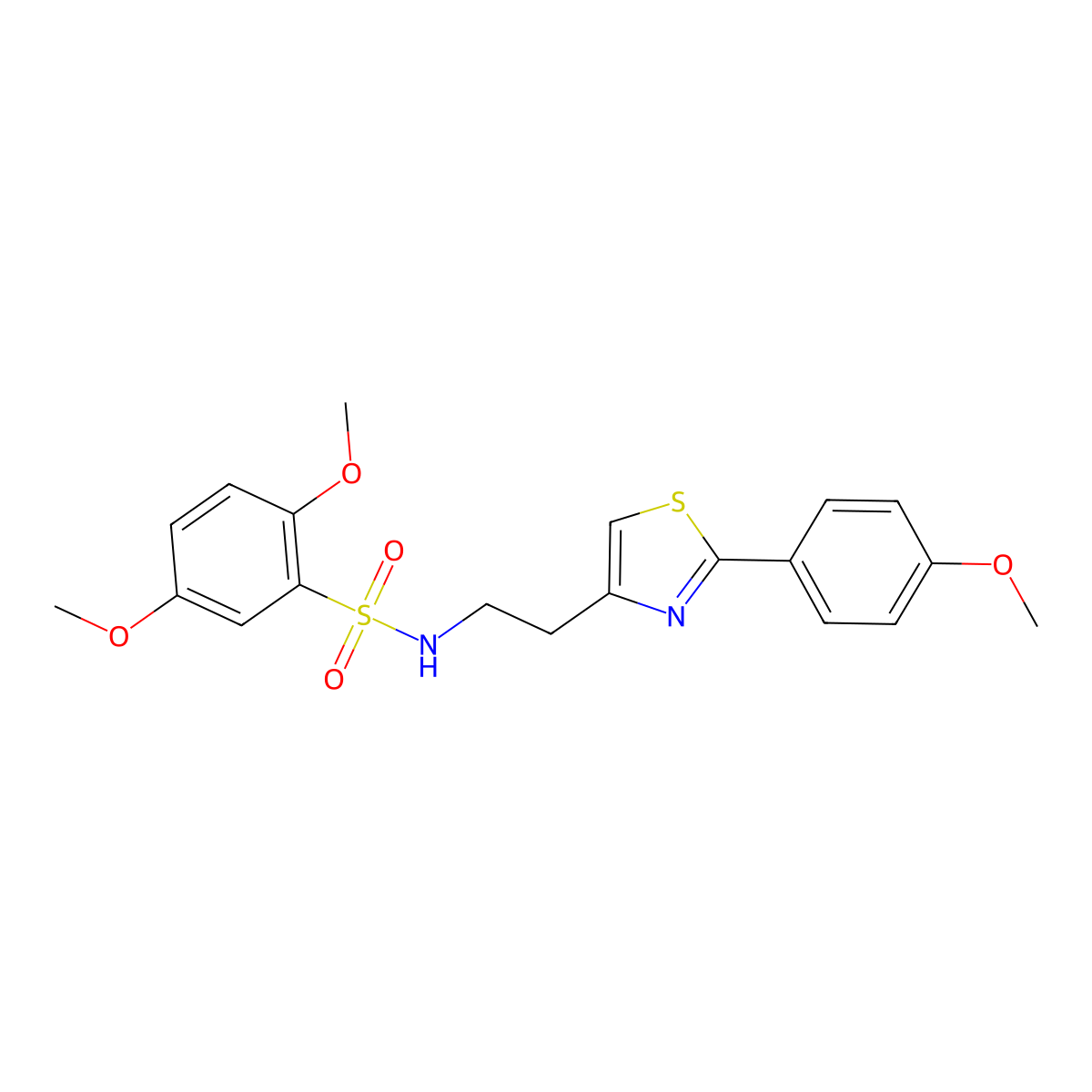 2,5-dimethoxy-N-(2-(2-(4-methoxyphenyl)thiazol-4-yl)ethyl)benzenesulfonamide molecular structure, CAS 863512-23-6