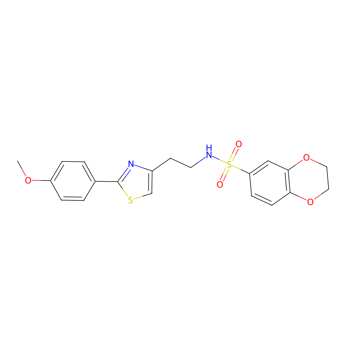 N-(2-(2-(4-methoxyphenyl)thiazol-4-yl)ethyl)-2,3-dihydrobenzo[b][1,4]dioxine-6-sulfonamide molecular structure, CAS 863512-24-7