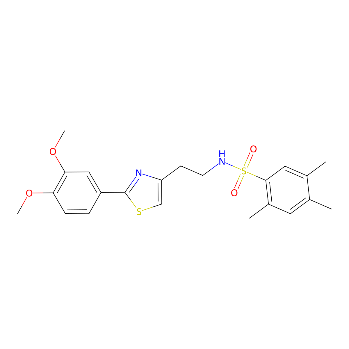 N-(2-(2-(3,4-dimethoxyphenyl)thiazol-4-yl)ethyl)-2,4,5-trimethylbenzenesulfonamide molecular structure, CAS 863512-25-8