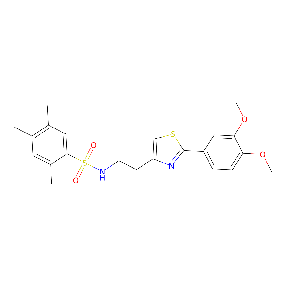 N-(2-(2-(3,4-dimethoxyphenyl)thiazol-4-yl)ethyl)-2,4,5-trimethylbenzenesulfonamide molecular structure, CAS 863512-25-8