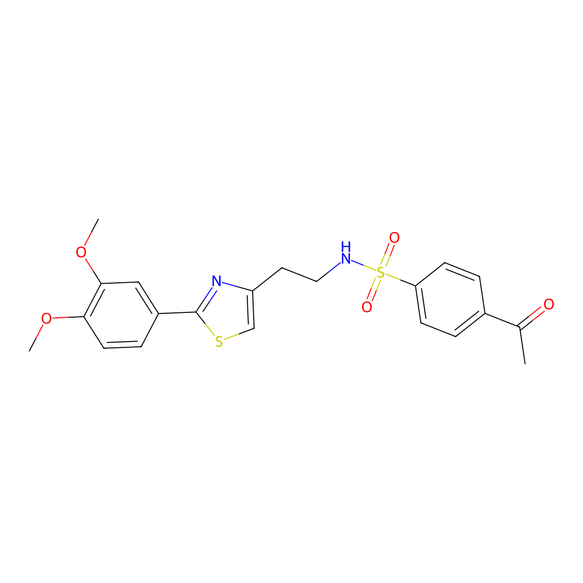 4-acetyl-N-(2-(2-(3,4-dimethoxyphenyl)thiazol-4-yl)ethyl)benzenesulfonamide molecular structure, CAS 863512-26-9