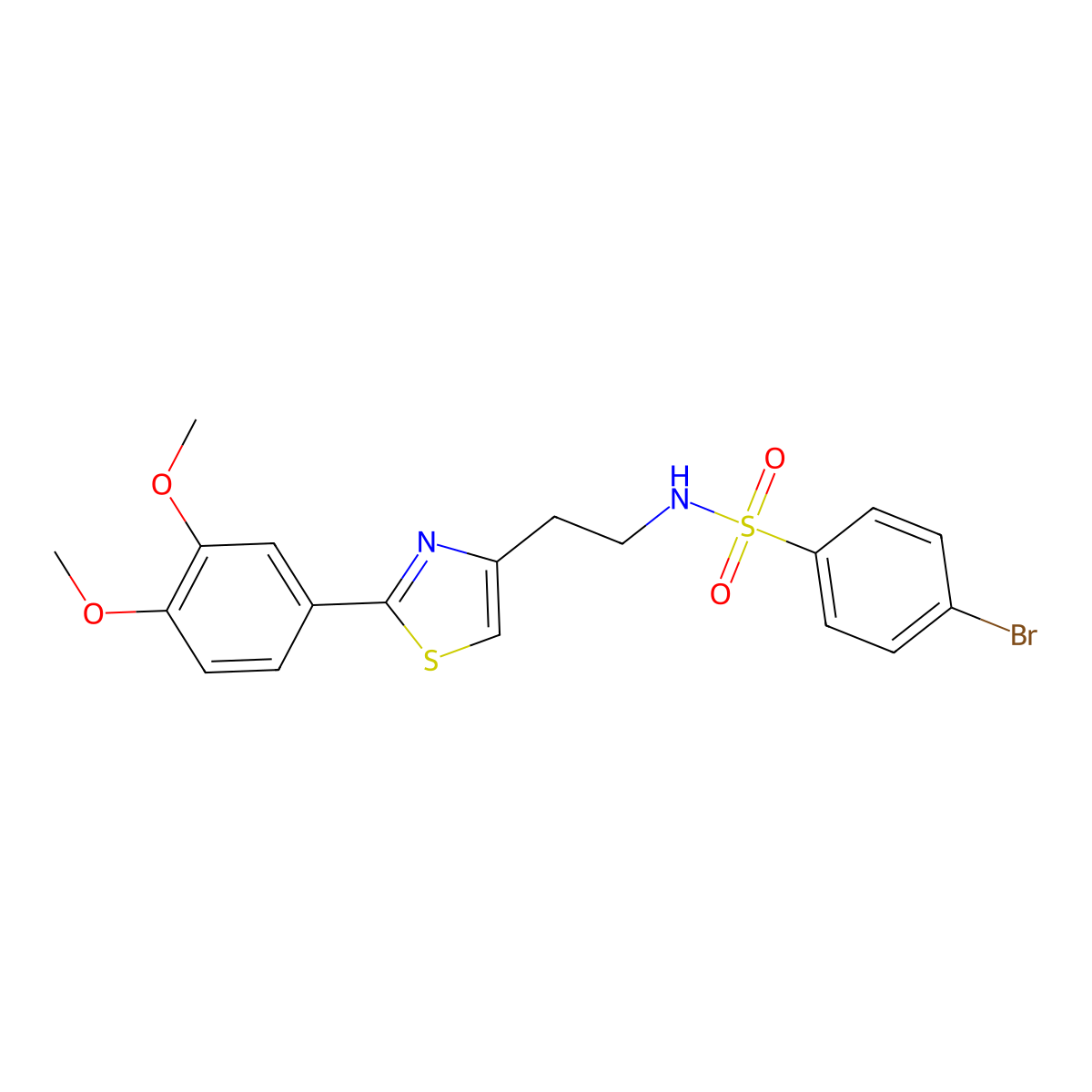 4-bromo-N-(2-(2-(3,4-dimethoxyphenyl)thiazol-4-yl)ethyl)benzenesulfonamide molecular structure, CAS 863512-29-2