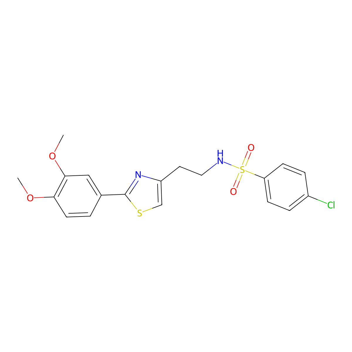 4-chloro-N-(2-(2-(3,4-dimethoxyphenyl)thiazol-4-yl)ethyl)benzenesulfonamide molecular structure, CAS 863512-30-5