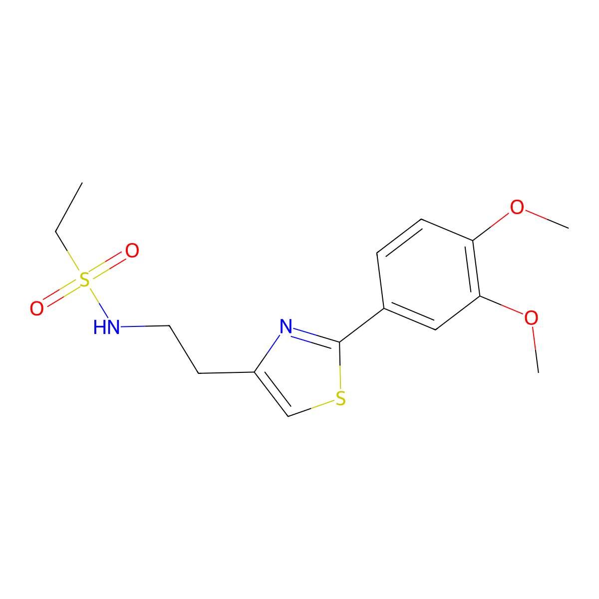 N-[2-[2-(3,4-dimethoxyphenyl)-1,3-thiazol-4-yl]ethyl]ethanesulfonamide molecular structure, CAS 863512-31-6