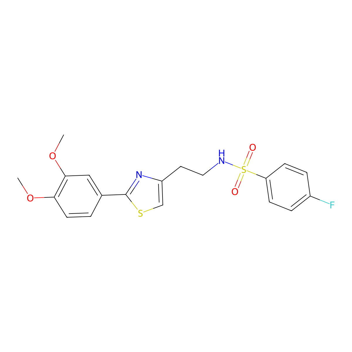 N-(2-(2-(3,4-dimethoxyphenyl)thiazol-4-yl)ethyl)-4-fluorobenzenesulfonamide molecular structure, CAS 863512-32-7