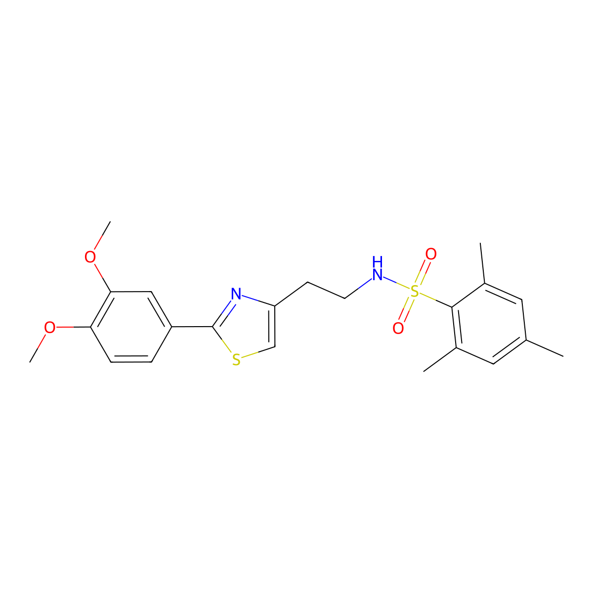 N-(2-(2-(3,4-dimethoxyphenyl)thiazol-4-yl)ethyl)-2,4,6-trimethylbenzenesulfonamide molecular structure, CAS 863512-33-8