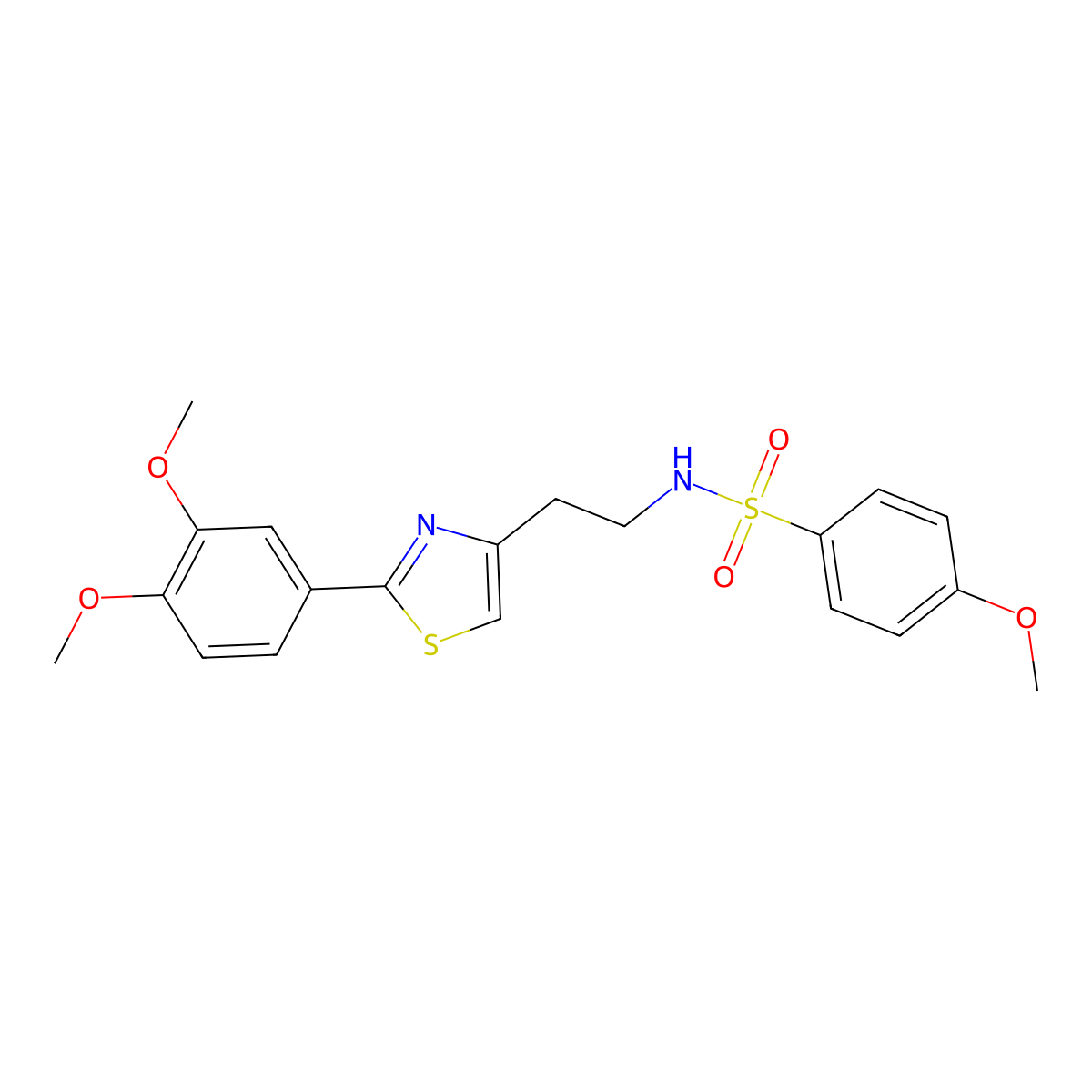 N-(2-(2-(3,4-dimethoxyphenyl)thiazol-4-yl)ethyl)-4-methoxybenzenesulfonamide molecular structure, CAS 863512-34-9