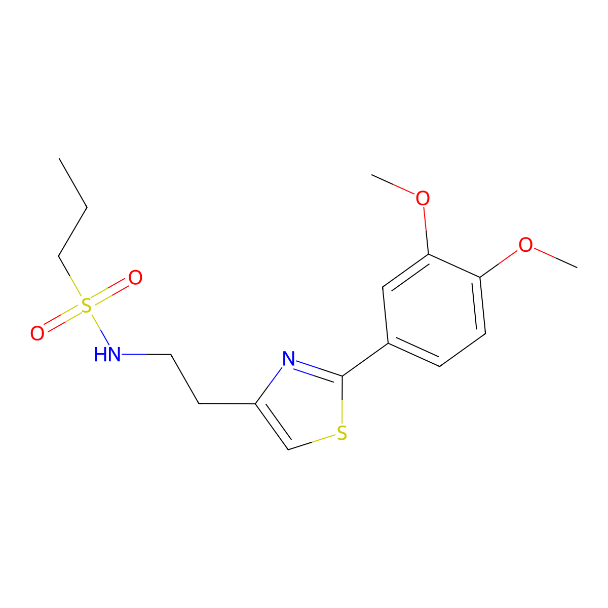 N-(2-(2-(3,4-dimethoxyphenyl)thiazol-4-yl)ethyl)propane-1-sulfonamide molecular structure, CAS 863512-36-1
