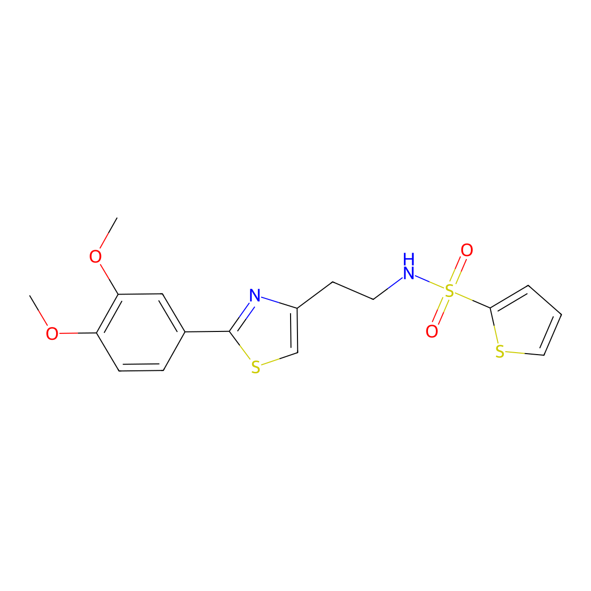 N-{2-[2-(3,4-dimethoxyphenyl)-1,3-thiazol-4-yl]ethyl}thiophene-2-sulfonamide molecular structure, CAS 863512-37-2