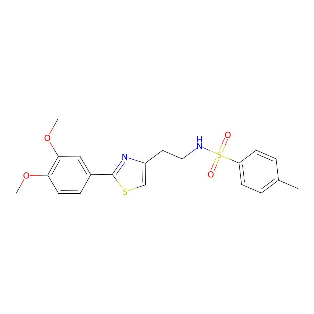 N-(2-(2-(3,4-dimethoxyphenyl)thiazol-4-yl)ethyl)-4-methylbenzenesulfonamide molecular structure, CAS 863512-39-4