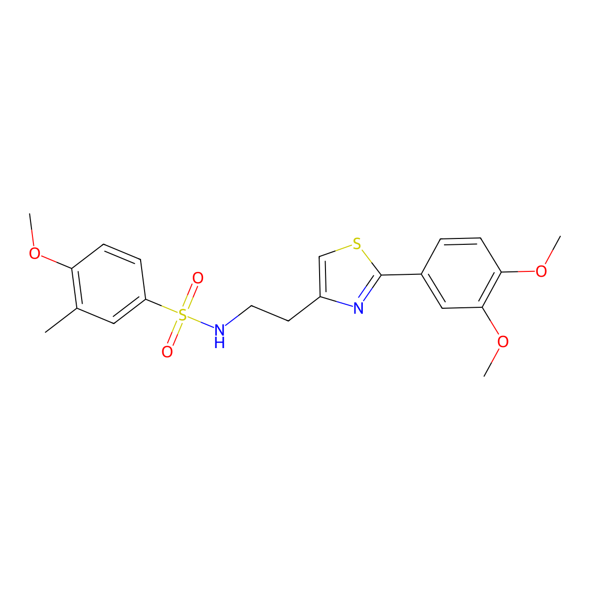 N-(2-(2-(3,4-dimethoxyphenyl)thiazol-4-yl)ethyl)-4-methoxy-3-methylbenzenesulfonamide molecular structure, CAS 863512-42-9