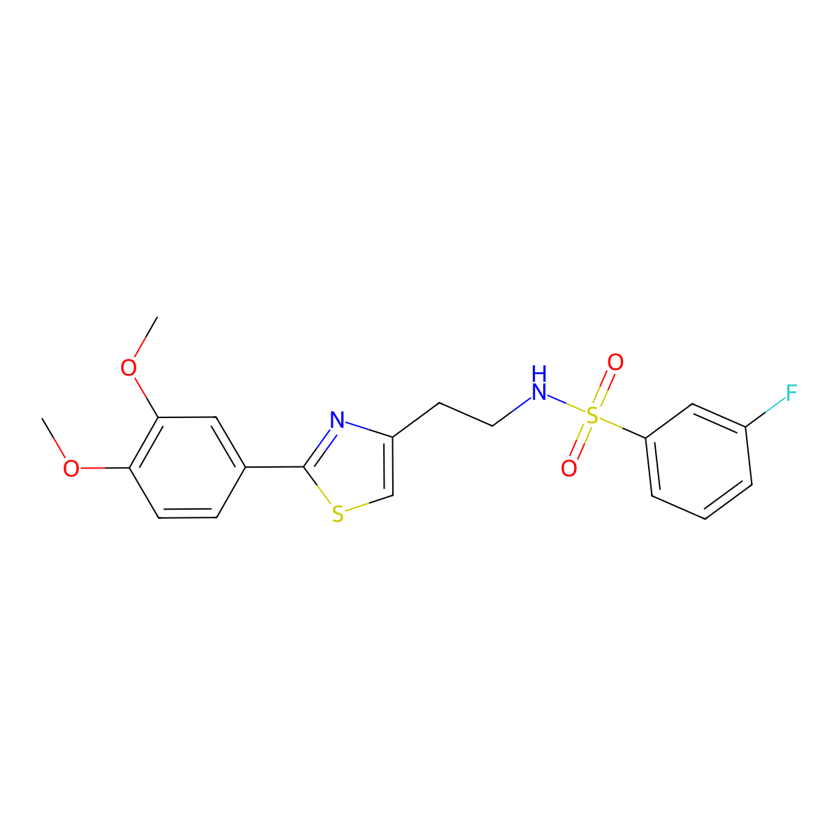 N-(2-(2-(3,4-dimethoxyphenyl)thiazol-4-yl)ethyl)-3-fluorobenzenesulfonamide molecular structure, CAS 863512-43-0
