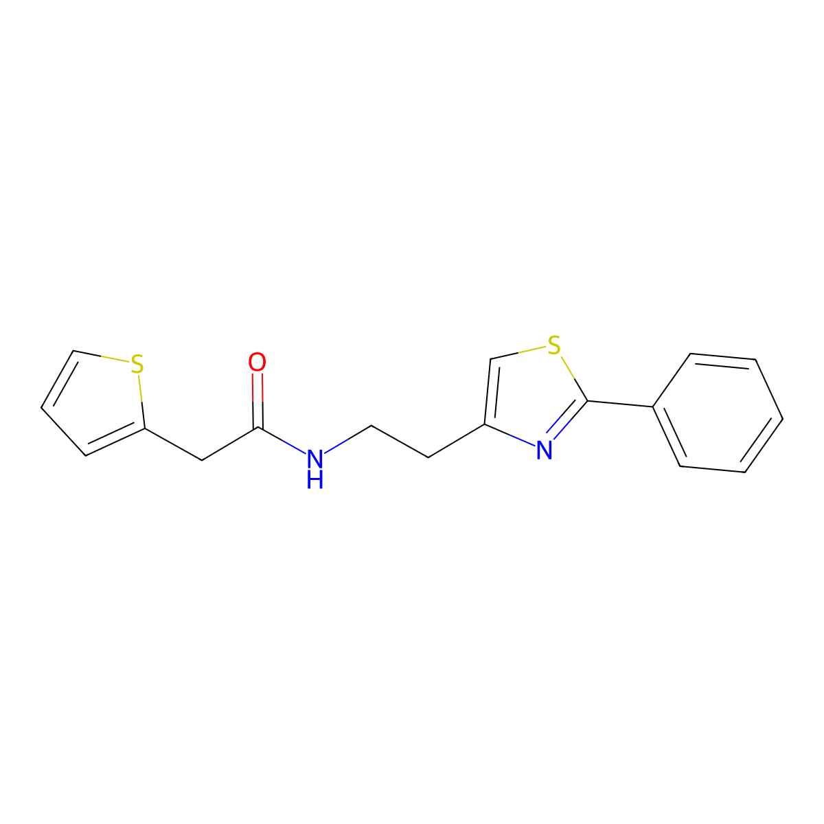 N-(2-(2-phenylthiazol-4-yl)ethyl)-2-(thiophen-2-yl)acetamide molecular structure, CAS 863512-67-8