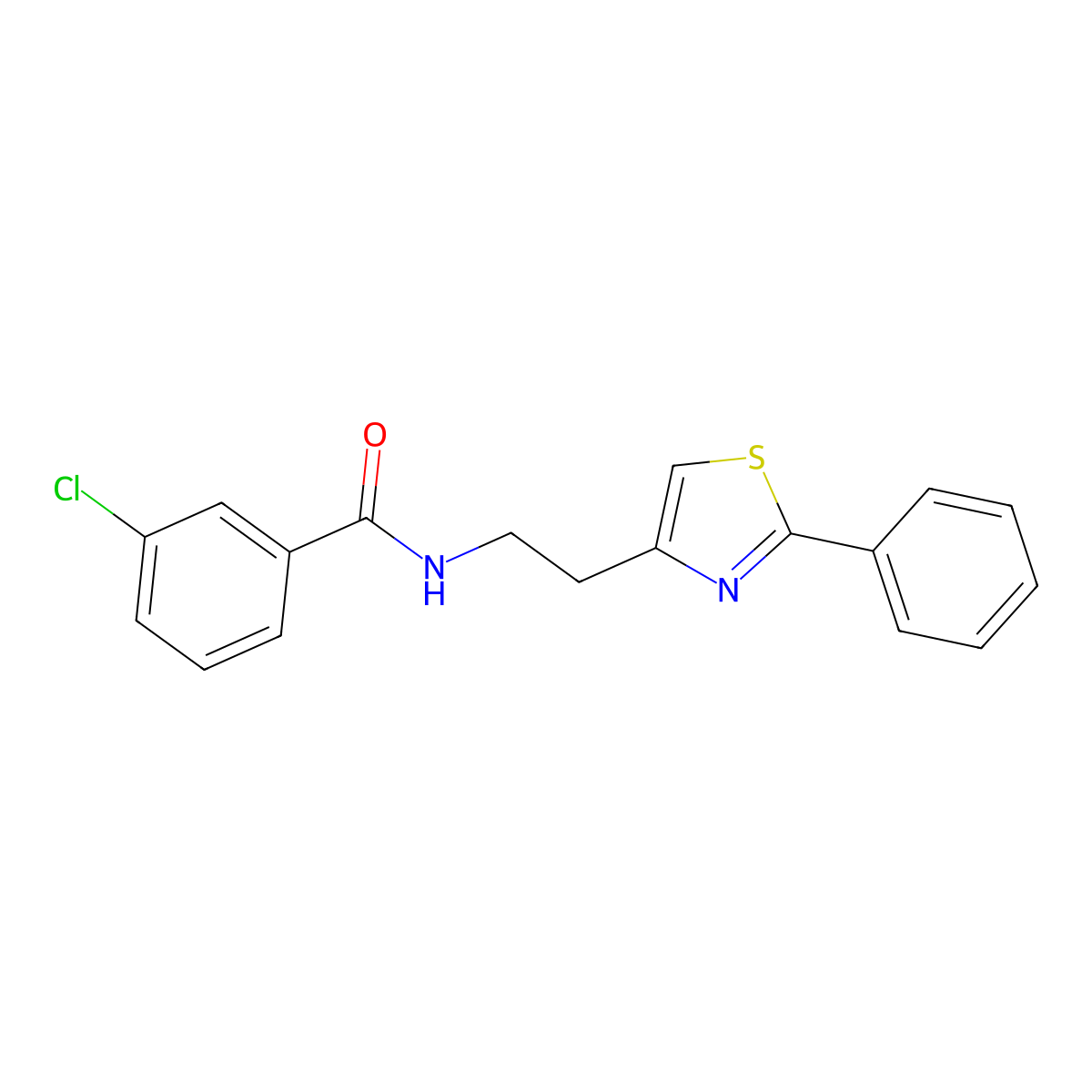 3-chloro-N-[2-(2-phenyl-1,3-thiazol-4-yl)ethyl]benzamide molecular structure, CAS 863512-74-7