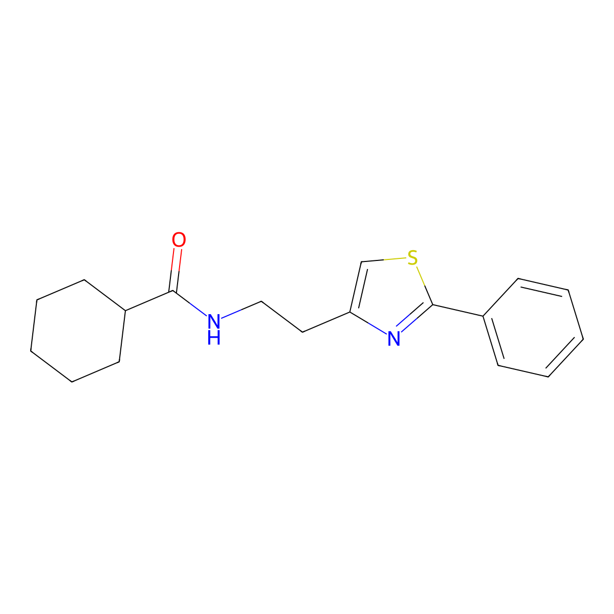 N-(2-(2-phenylthiazol-4-yl)ethyl)cyclohexanecarboxamide molecular structure, CAS 863512-76-9