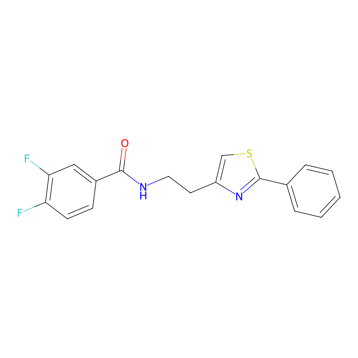3,4-difluoro-N-[2-(2-phenyl-1,3-thiazol-4-yl)ethyl]benzamide molecular structure, CAS 863512-77-0