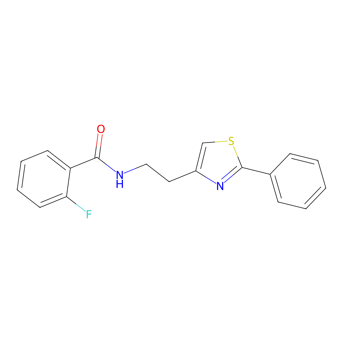 2-fluoro-N-[2-(2-phenyl-1,3-thiazol-4-yl)ethyl]benzamide molecular structure, CAS 863512-79-2