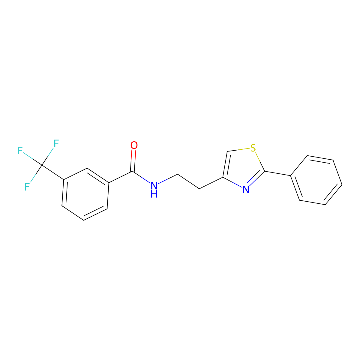 N-[2-(2-phenyl-1,3-thiazol-4-yl)ethyl]-3-(trifluoromethyl)benzamide molecular structure, CAS 863512-83-8