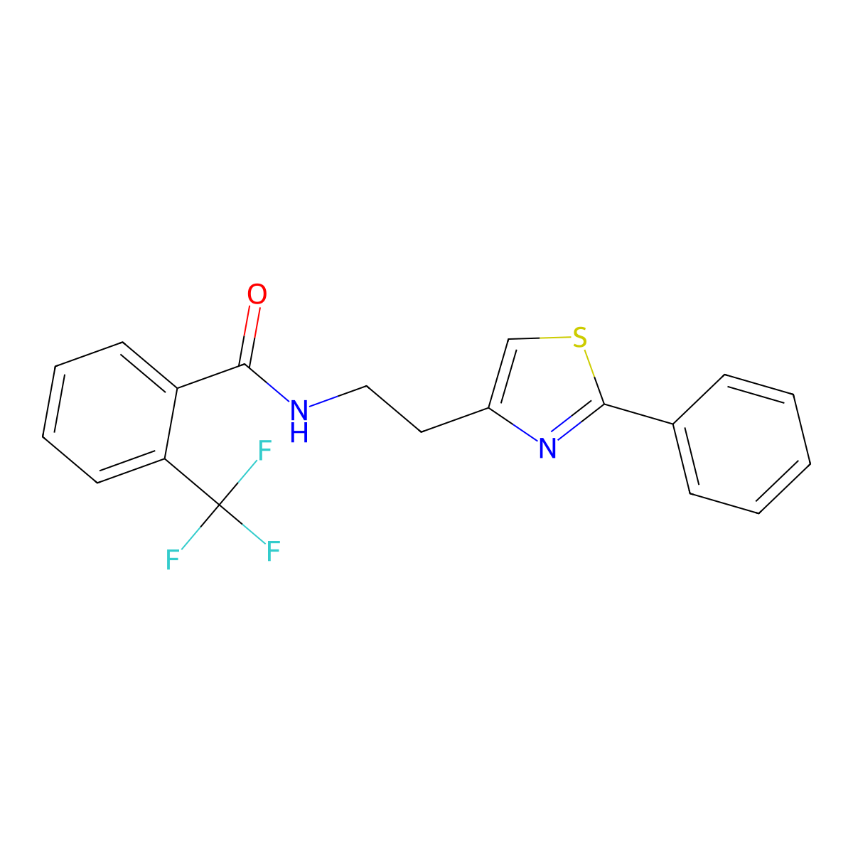 N-[2-(2-phenyl-1,3-thiazol-4-yl)ethyl]-2-(trifluoromethyl)benzamide molecular structure, CAS 863512-84-9