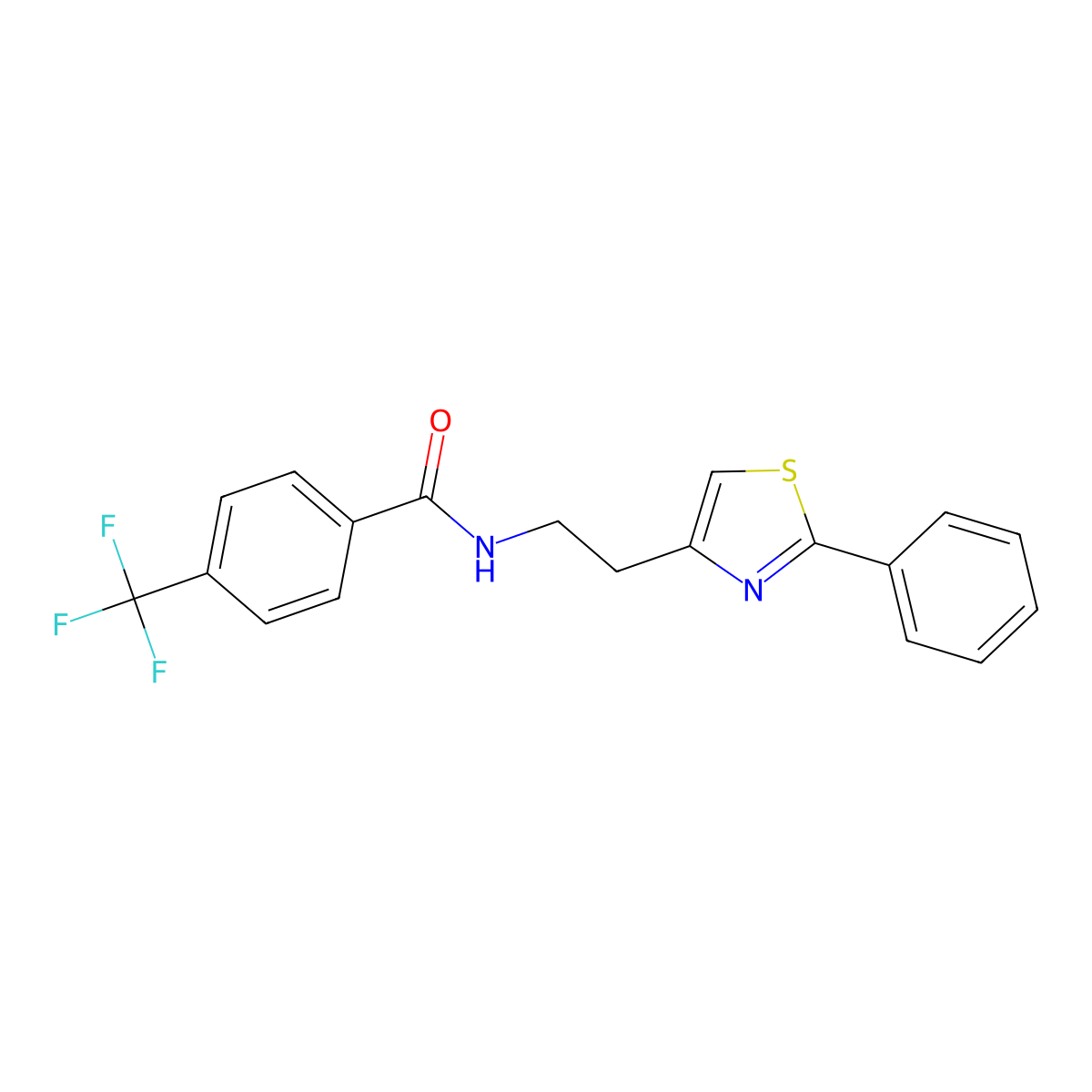 N-[2-(2-phenyl-1,3-thiazol-4-yl)ethyl]-4-(trifluoromethyl)benzamide molecular structure, CAS 863512-85-0
