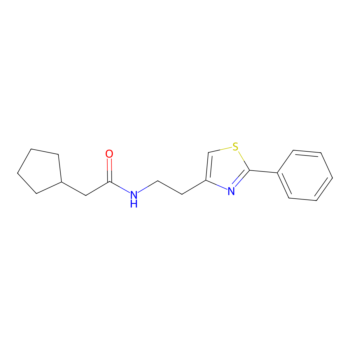 2-cyclopentyl-N-[2-(2-phenyl-1,3-thiazol-4-yl)ethyl]acetamide molecular structure, CAS 863512-89-4