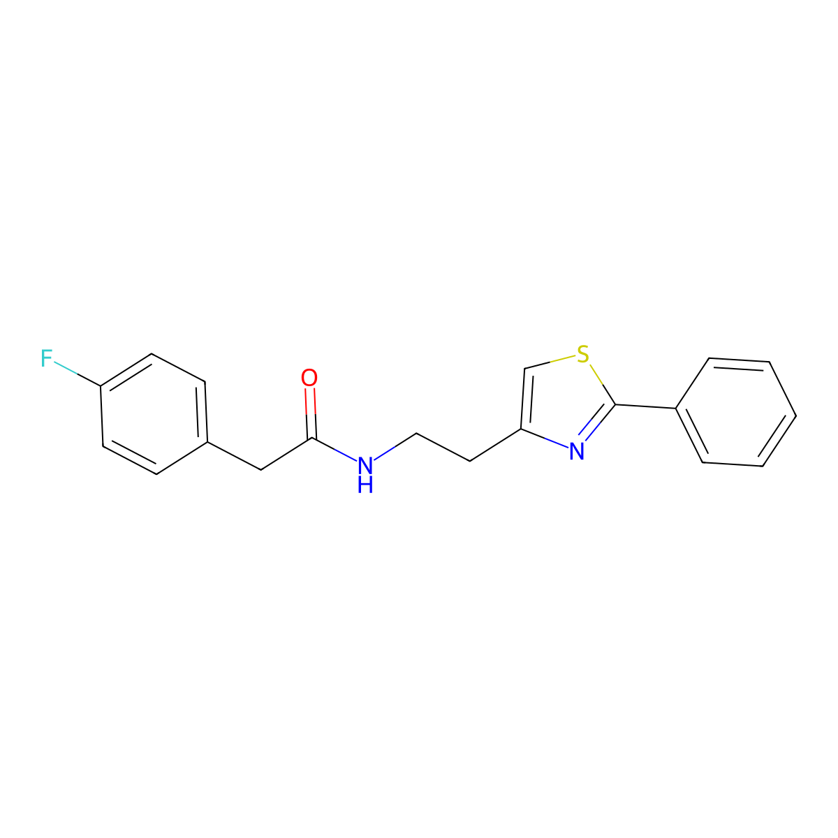 2-(4-fluorophenyl)-N-[2-(2-phenyl-1,3-thiazol-4-yl)ethyl]acetamide molecular structure, CAS 863512-94-1