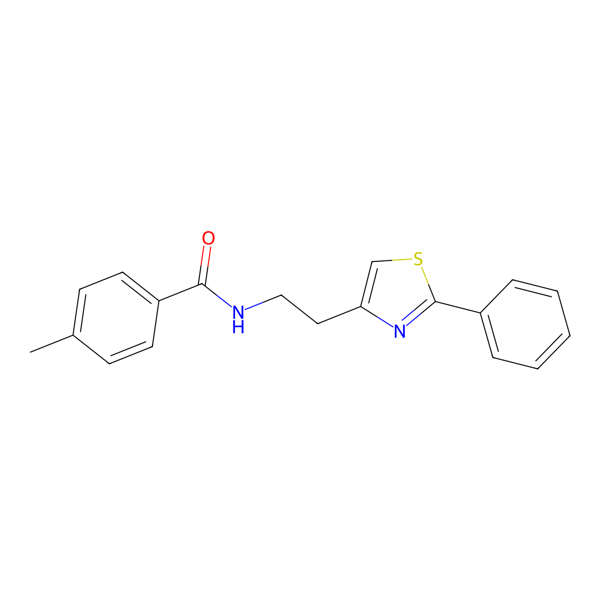 4-methyl-N-[2-(2-phenyl-1,3-thiazol-4-yl)ethyl]benzamide molecular structure, CAS 863513-11-5