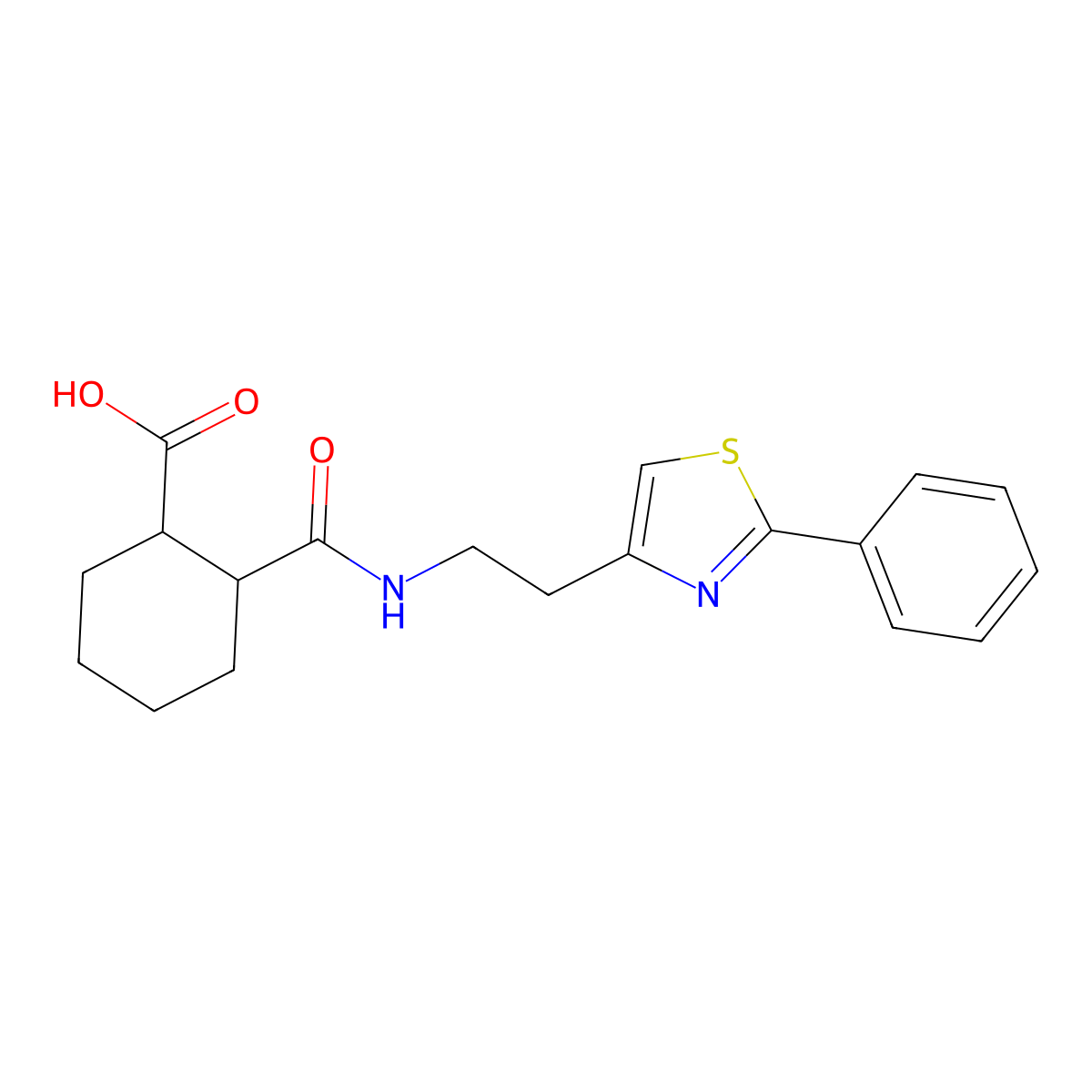 2-{[2-(2-Phenyl-1,3-thiazol-4-yl)ethyl]carbamoyl}cyclohexane-1-carboxylic acid molecular structure, CAS 863513-17-1
