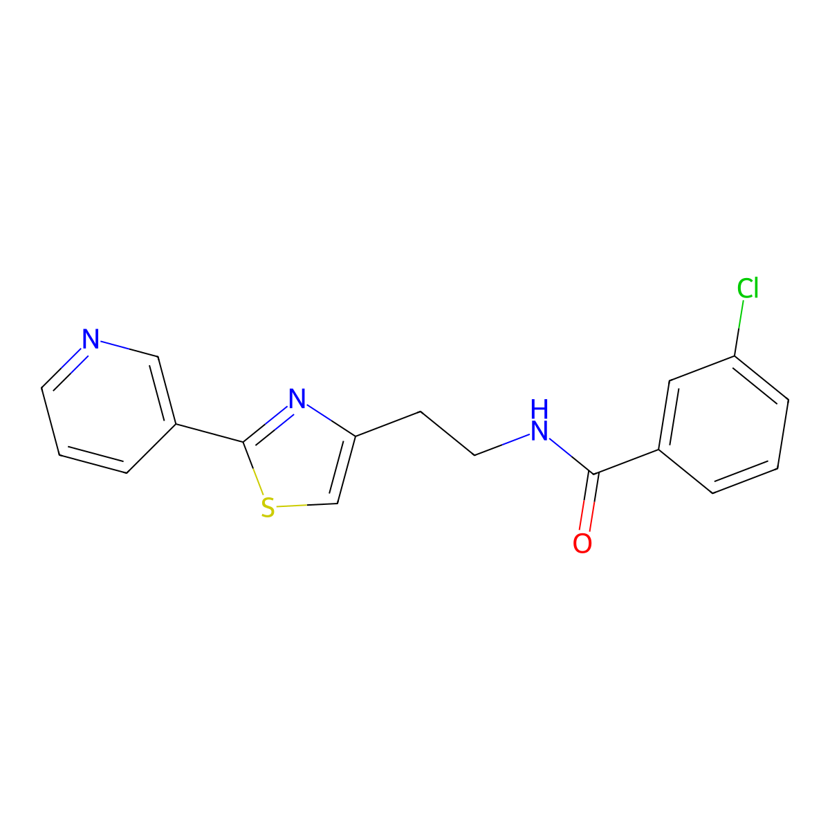 3-chloro-N-(2-(2-(pyridin-3-yl)thiazol-4-yl)ethyl)benzamide molecular structure, CAS 863513-26-2