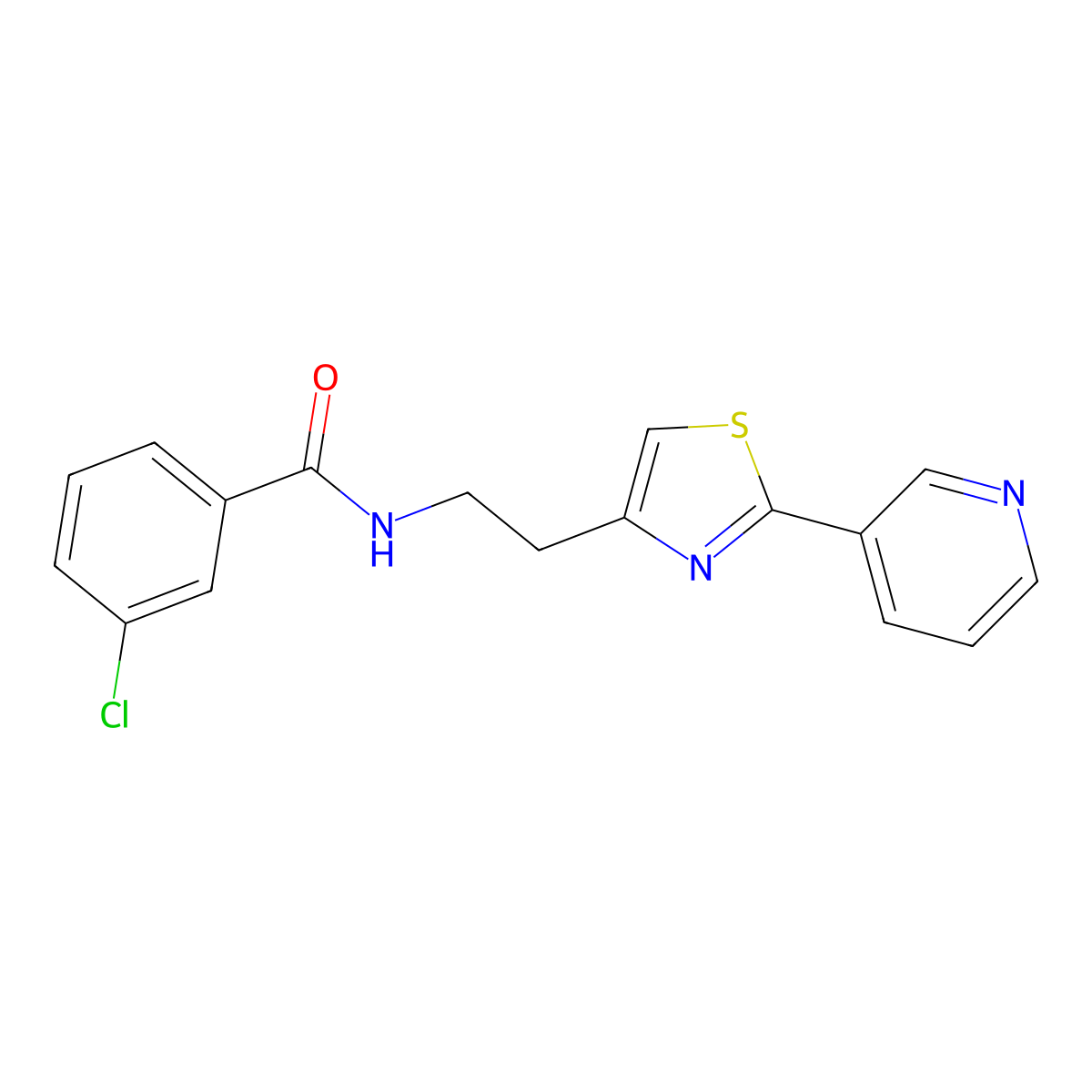 3-chloro-N-(2-(2-(pyridin-3-yl)thiazol-4-yl)ethyl)benzamide molecular structure, CAS 863513-26-2