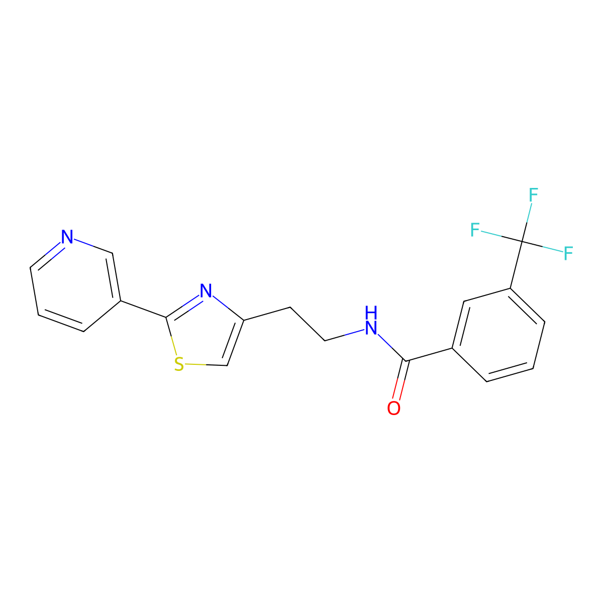 N-(2-(2-(pyridin-3-yl)thiazol-4-yl)ethyl)-3-(trifluoromethyl)benzamide molecular structure, CAS 863513-32-0