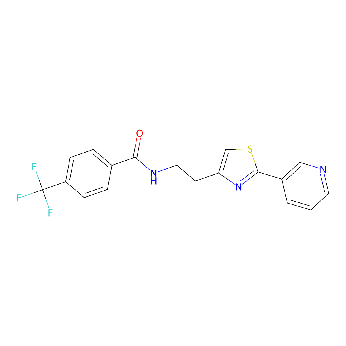N-{2-[2-(pyridin-3-yl)-1,3-thiazol-4-yl]ethyl}-4-(trifluoromethyl)benzamide molecular structure, CAS 863513-33-1