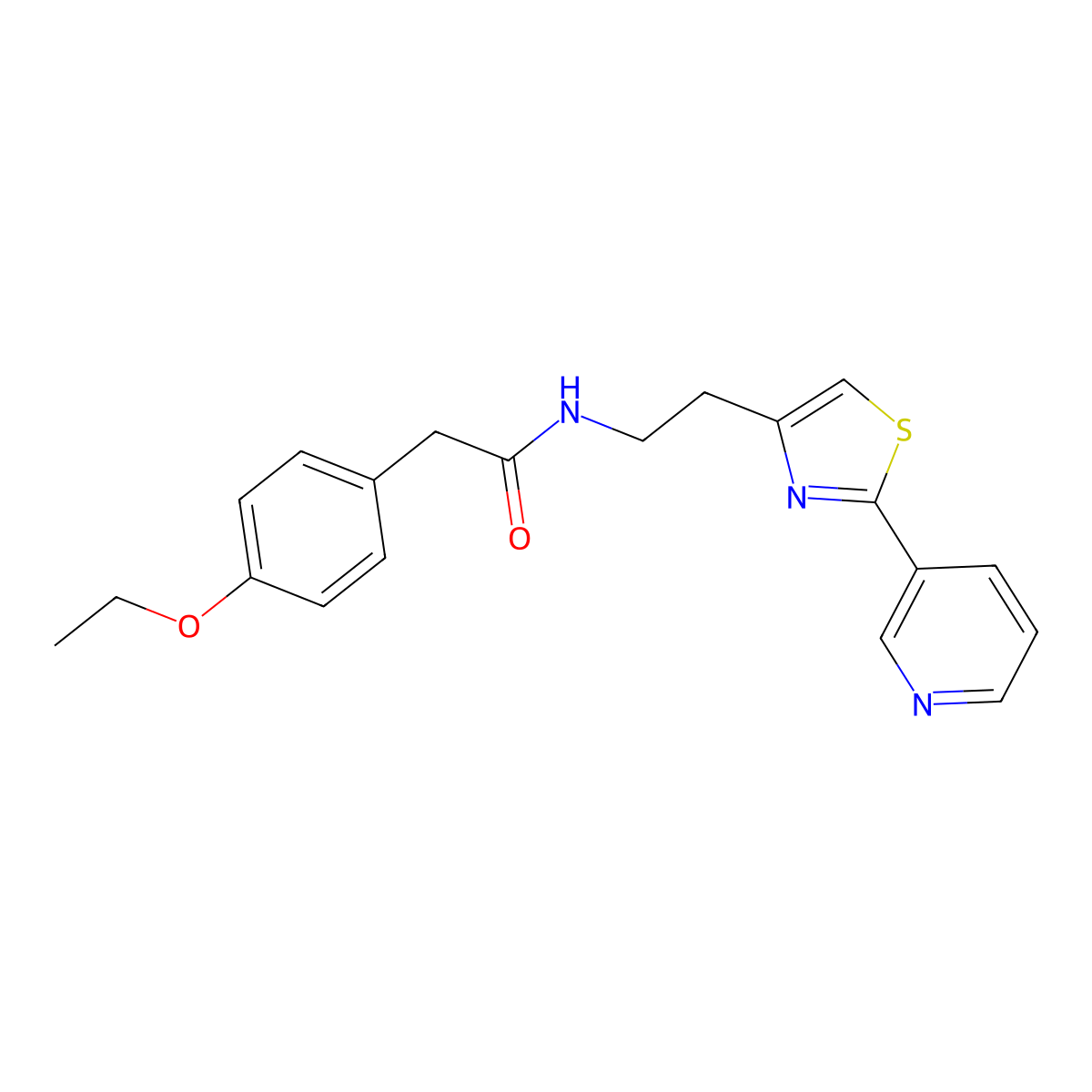 2-(4-ethoxyphenyl)-N-(2-(2-(pyridin-3-yl)thiazol-4-yl)ethyl)acetamide molecular structure, CAS 863513-40-0