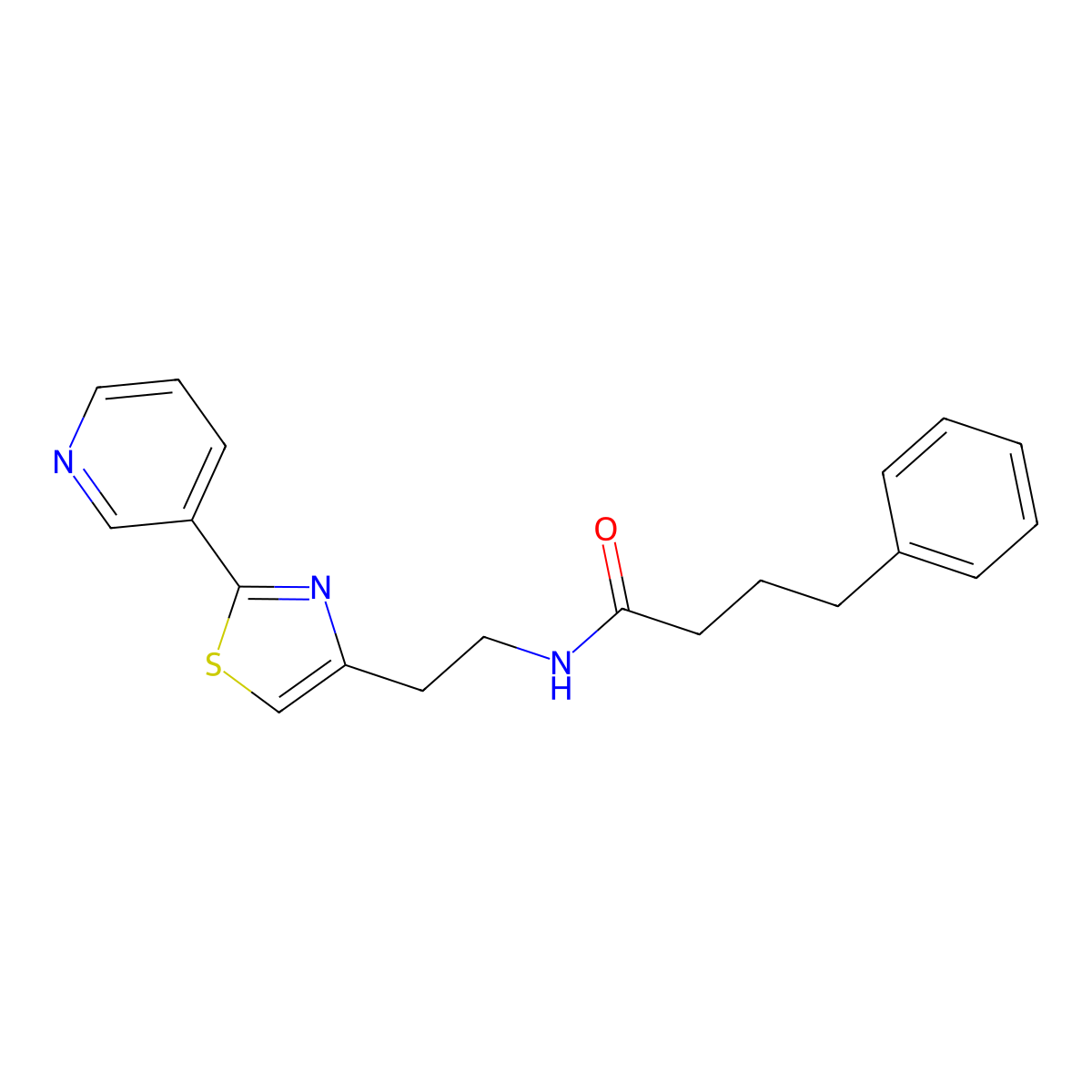 4-phenyl-N-(2-(2-(pyridin-3-yl)thiazol-4-yl)ethyl)butanamide molecular structure, CAS 863513-46-6