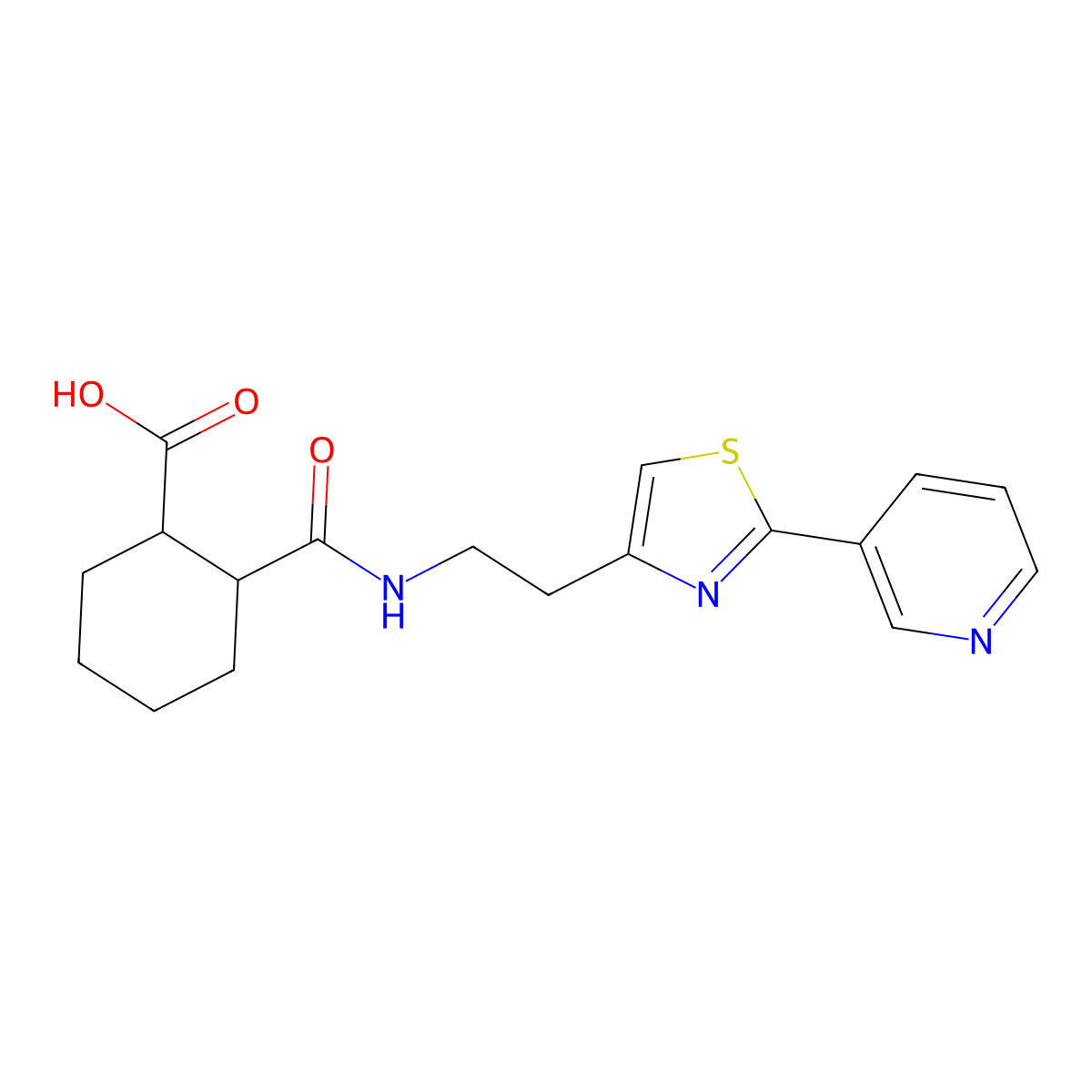 2-({2-[2-(Pyridin-3-yl)-1,3-thiazol-4-yl]ethyl}carbamoyl)cyclohexane-1-carboxylic acid molecular structure, CAS 863513-49-9