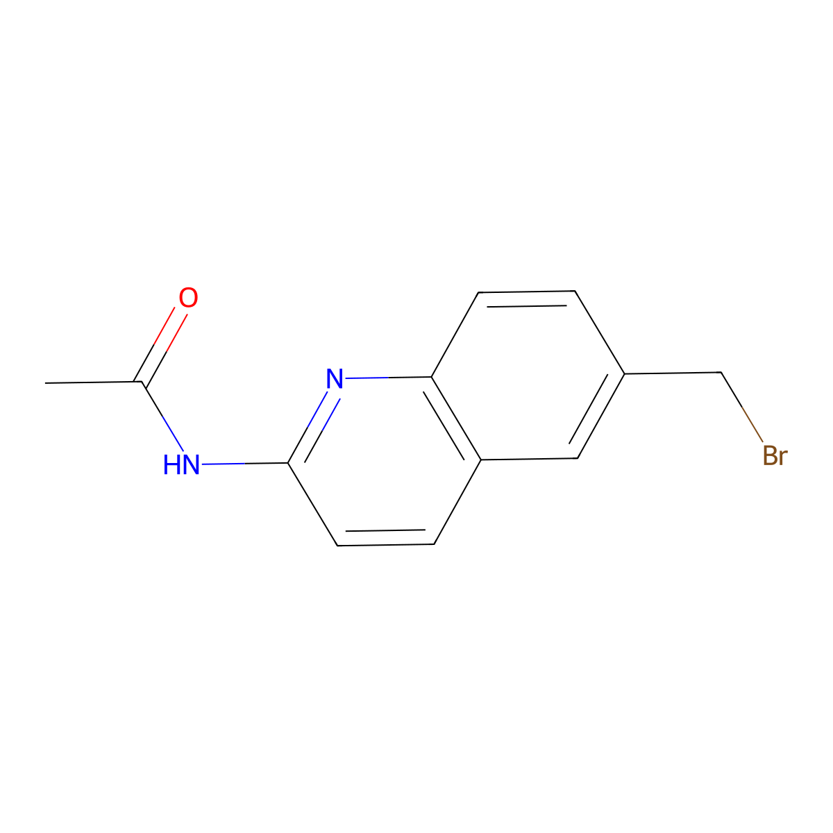 N-(6-(bromomethyl)quinolin-2-yl)acetamide molecular structure, CAS 863549-36-4