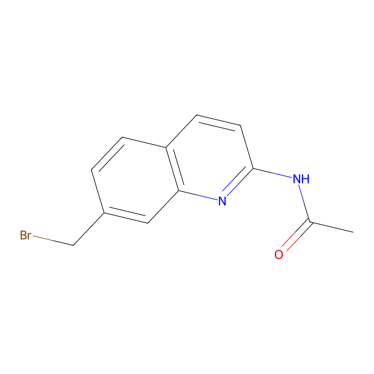N-(7-(bromomethyl)quinolin-2-yl)acetamide molecular structure, CAS 863549-38-6