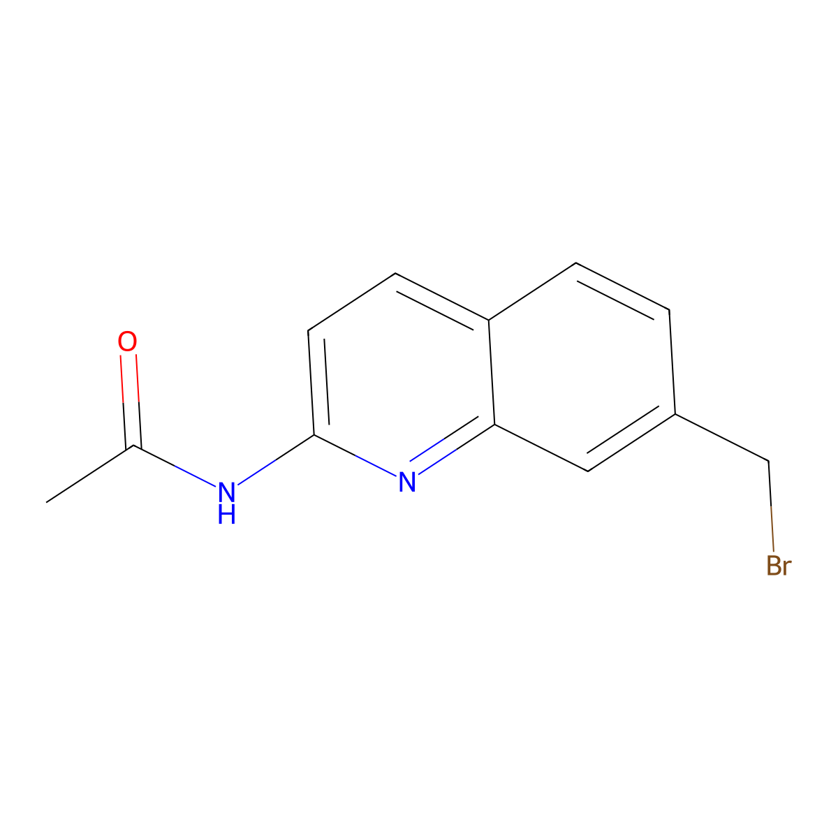 N-(7-(bromomethyl)quinolin-2-yl)acetamide molecular structure, CAS 863549-38-6